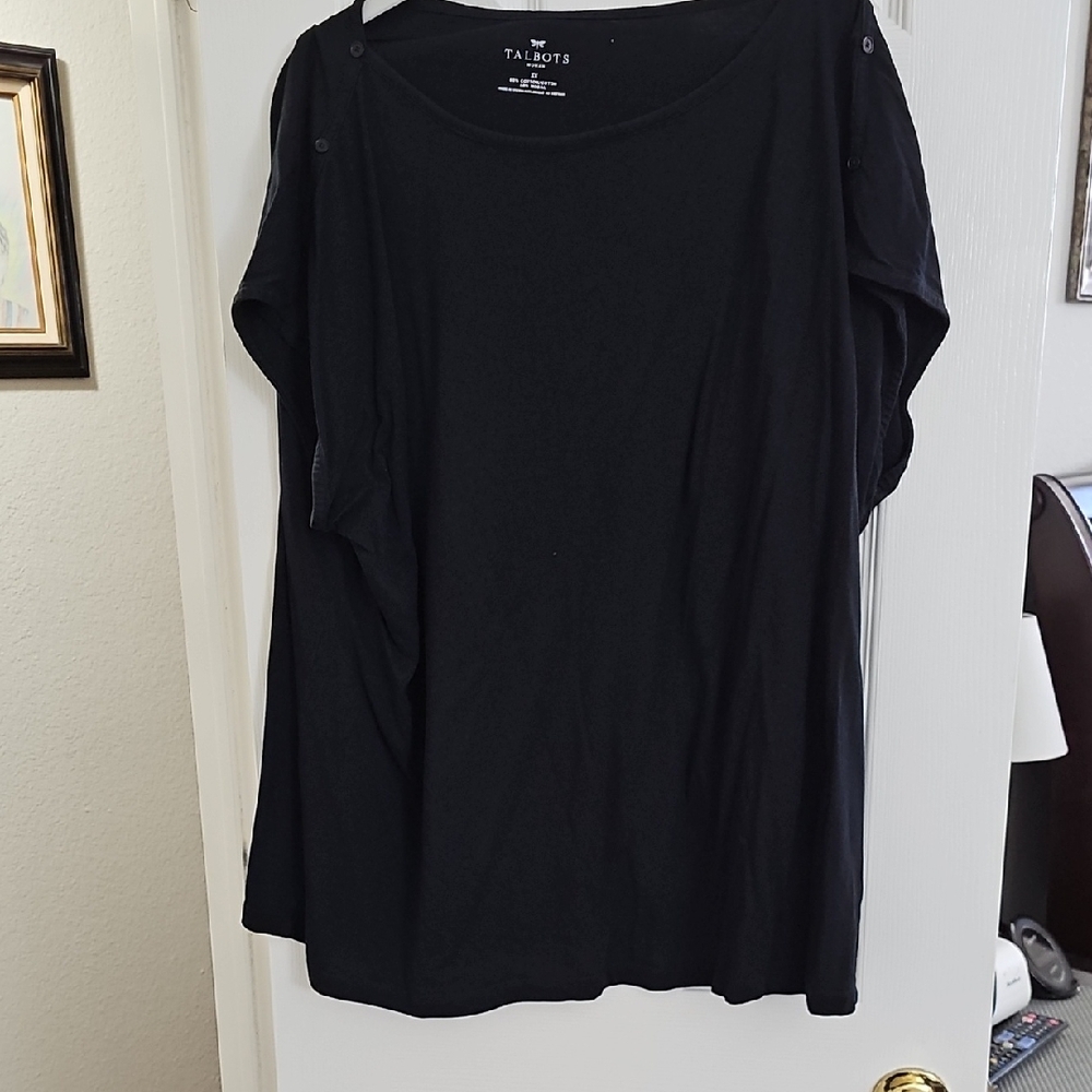 Talbots Women's Classic Black Short Sleeve Top